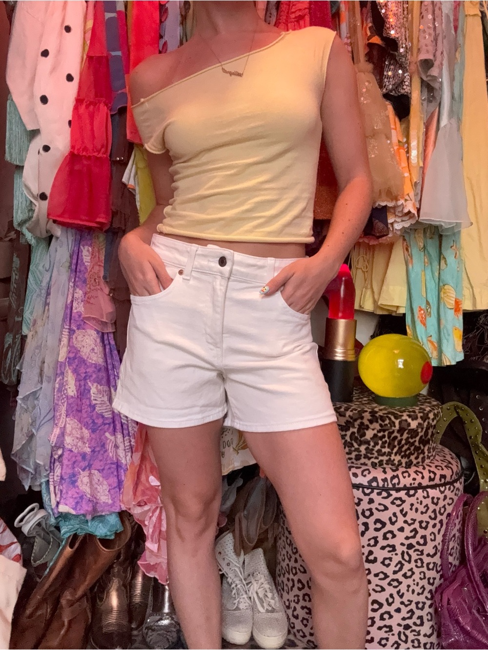 Women’s High-Rise White Denim Shorts
